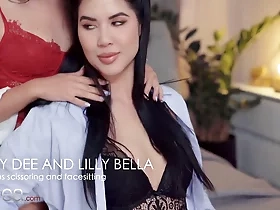 Lady Dee and Lilly Bella indulge in lesbian passion with pussy fingering and face-sitting