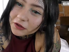See Evana Marin go crazy and surrender to a guy for a rough sex with her large buttocks and inked vagina