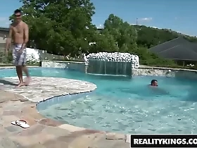 Join in on the action as a young teen with natural breasts enjoys a hardcore encounter at a pool party!